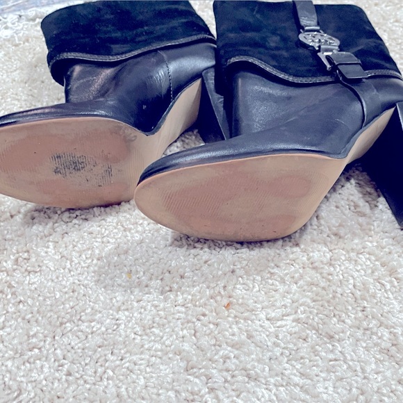 Michael Kors Suede Leather Fold Over Block Heel Boots Size 5.5 - Picture 5 of 7